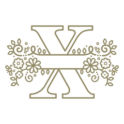 Traço floral com letra maiúscula em X Transparent PNG
