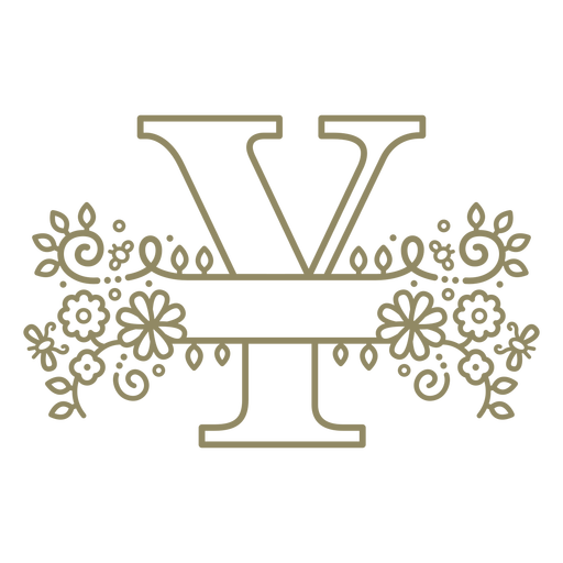 Letra mayúscula floral Y trazo Diseño PNG