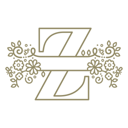 Floral capital letter Z stroke PNG Design