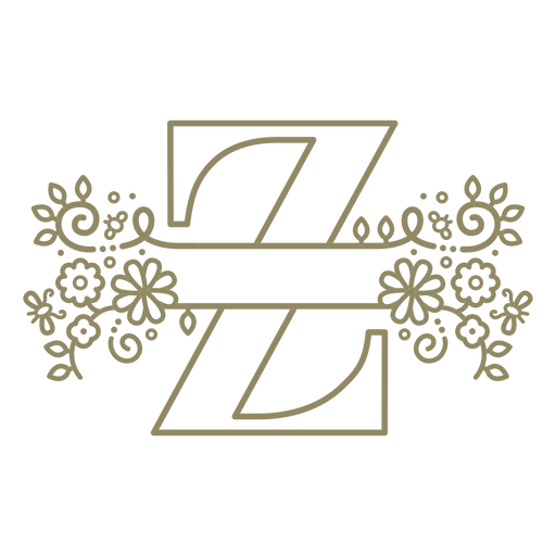 Trazo floral de la letra mayúscula Z Diseño PNG