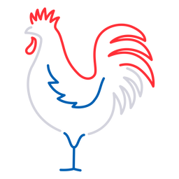 French rooster Bastille stroke PNG Design