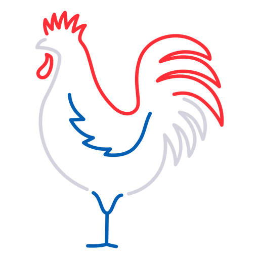 French rooster Bastille stroke PNG Design