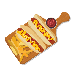 Ilustração de batatas fritas de cachorro-quente