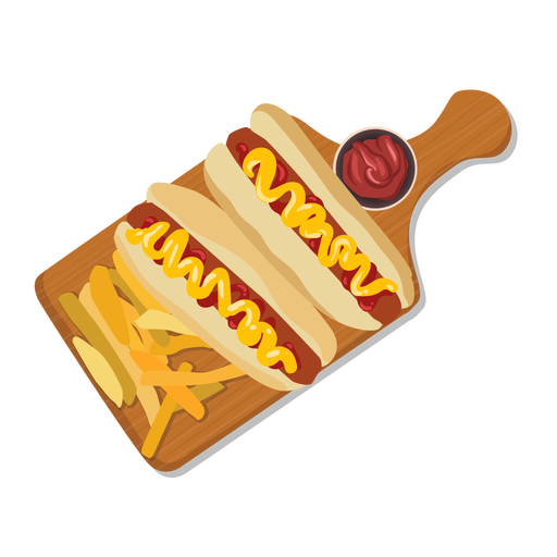 Ilustração de batatas fritas de cachorro-quente Desenho PNG