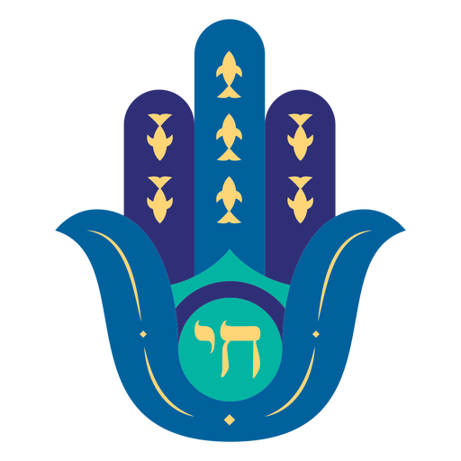 Jüdische Hamsa Hand Chai flach PNG-Design