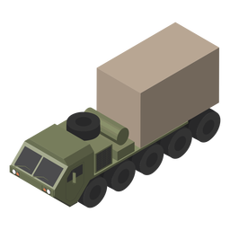 Plano isométrico de camiones militares. Diseño PNG
