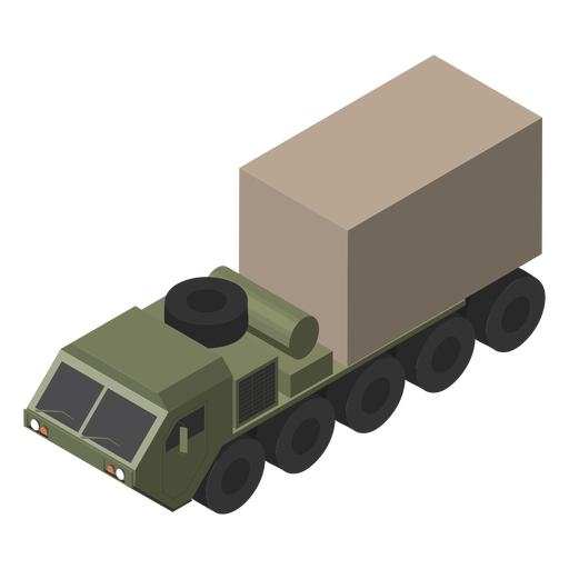 Plano isométrico de camiones militares.