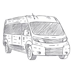 Mini-ônibus desenhado à mão Transparent PNG