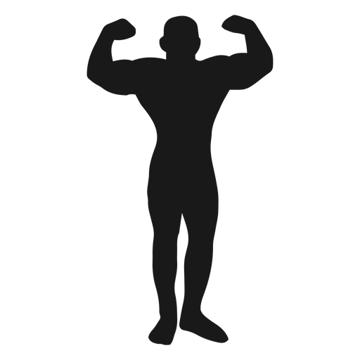 Muscle flexing man silhouette PNG Design