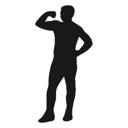 Silueta de hombre musculoso flexionando Diseño PNG