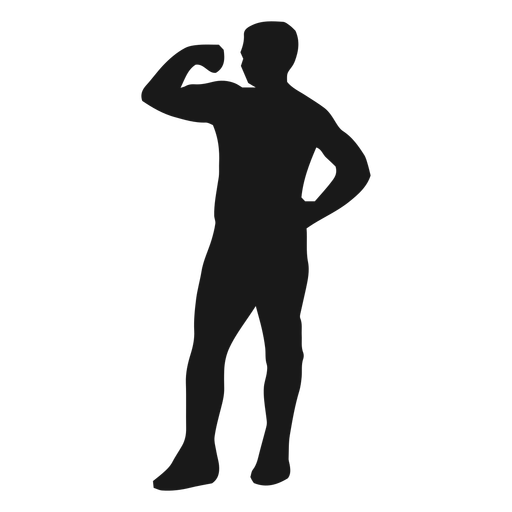 Muscular flexing man silhouette PNG Design