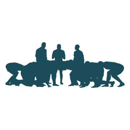 Scrum rugby players silhouette PNG Design