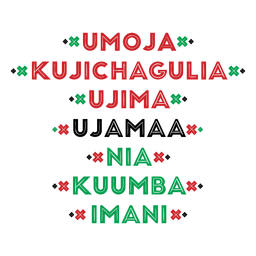 Sieben Prinzipien Kwanzaa-Schriftzug PNG-Design