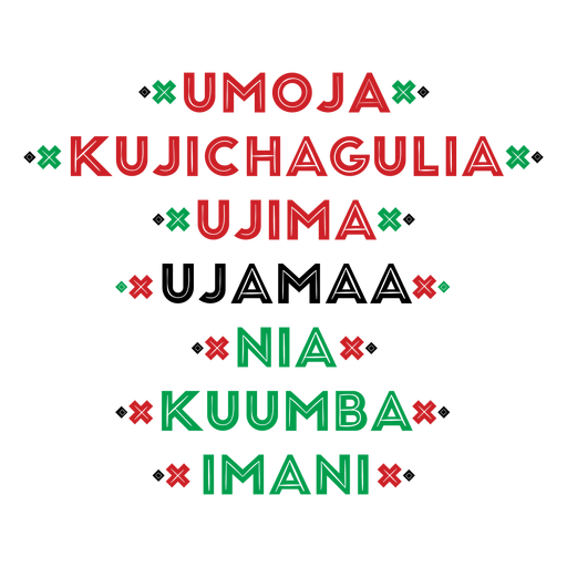 Letras Kwanzaa de sete princípios Desenho PNG