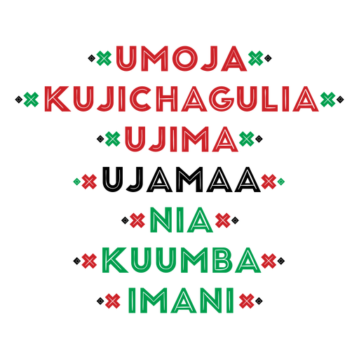 Siete principios letras de Kwanzaa Diseño PNG
