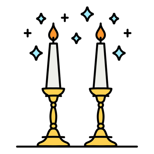 Trazo de color de velas de Shabat Diseño PNG