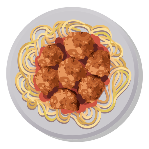 Ilustración de plato de albóndigas de espagueti Diseño PNG