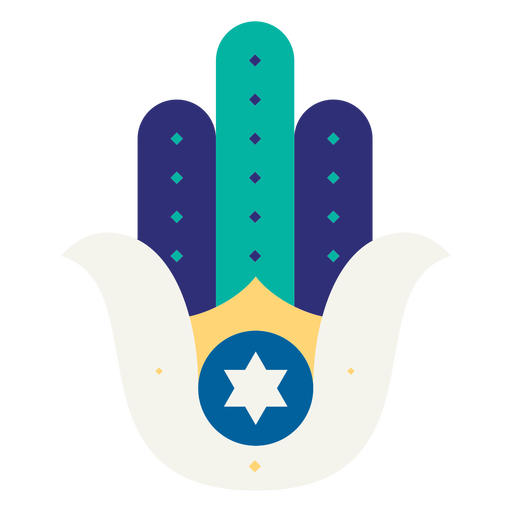 Mão plana com estrela Hamsa Desenho PNG