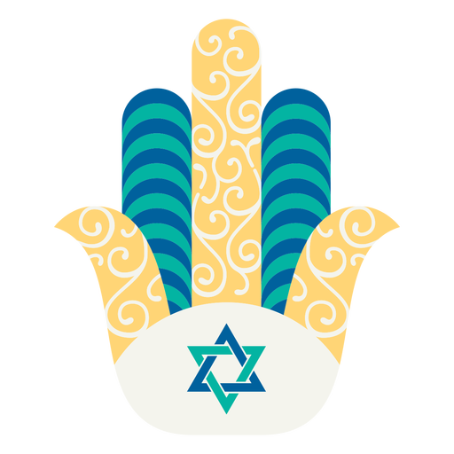 Swirly hamsa hand David star flat PNG Design