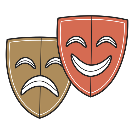 Máscaras de teatro com traço colorido Desenho PNG