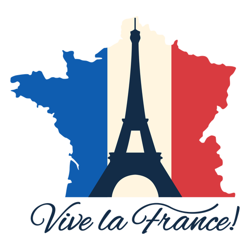 Mapa de la bandera de Vive la France Diseño PNG