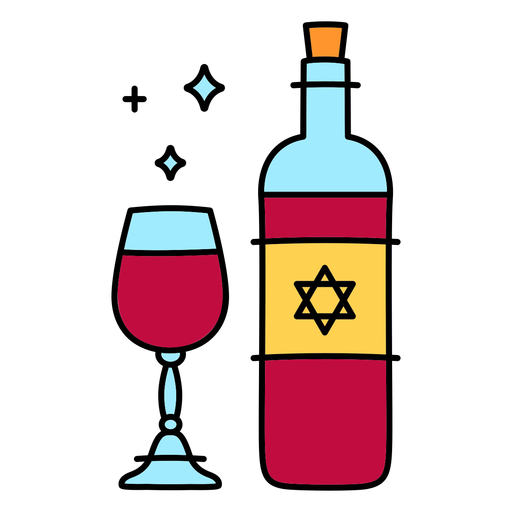 Wine Shabbat color-stroke PNG Design