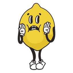 Retro cartoon lemon character