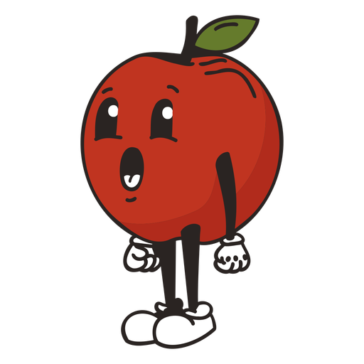 Retro cartoon red apple character