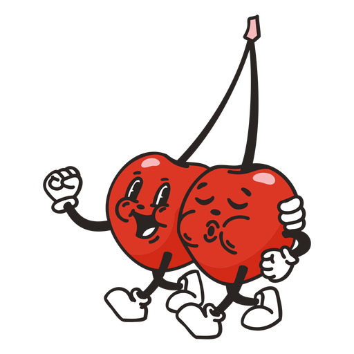 Retro cartoon cherries characters