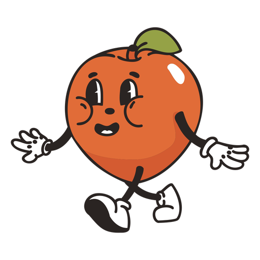 Retro cartoon peach character PNG Design