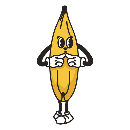 Retro cartoon banana character PNG Design