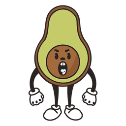 Retro cartoon avocado character PNG Design Transparent PNG