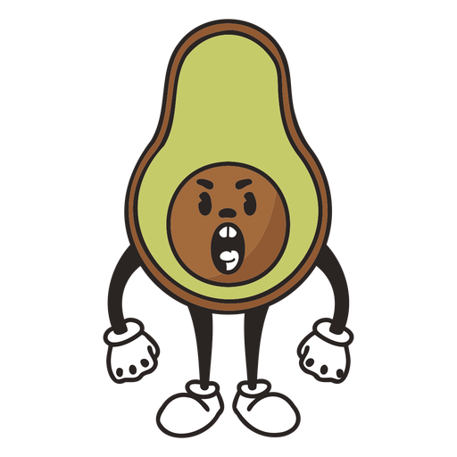 Retro cartoon avocado character