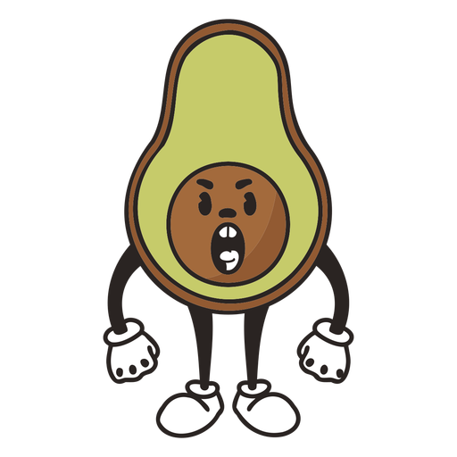 Retro cartoon avocado character PNG Design