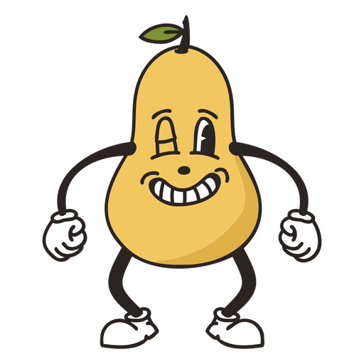 Retro cartoon pear character