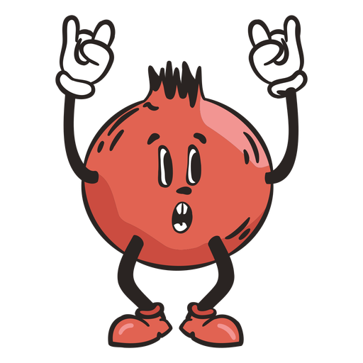 Retro cartoon pomegranate character