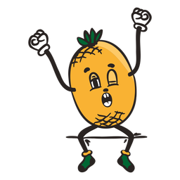 Retro cartoon pineapple character PNG Design