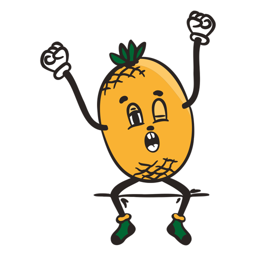 Retro cartoon pineapple character