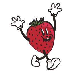 Retro cartoon strawberry character PNG Design