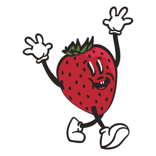 Retro cartoon strawberry character PNG Design