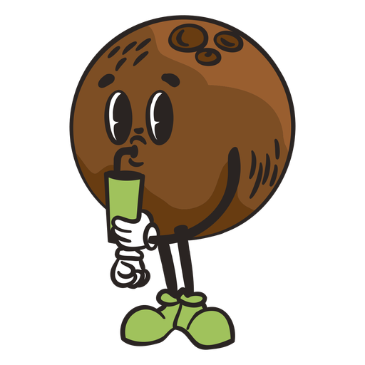 Retro cartoon coconut character PNG Design