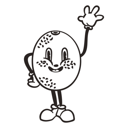 Retro cartoon stroke melon character PNG Design