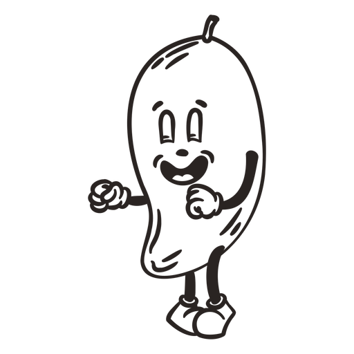 Retro cartoon mango stroke character