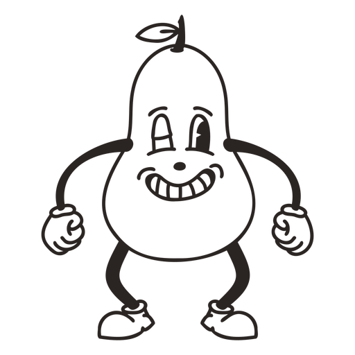 Retro cartoon pear stroke character