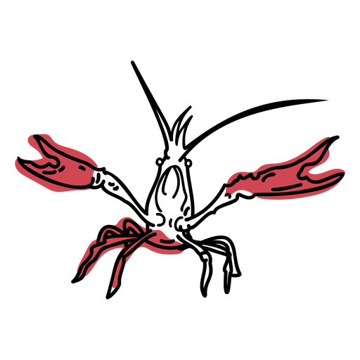 Color stroke semi colored frontal lobster PNG Design