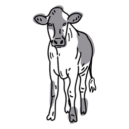 Color stroke semi colored frontal cow PNG Design