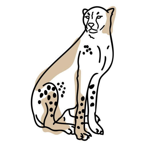 Farbstrich sitzender Gepard PNG-Design