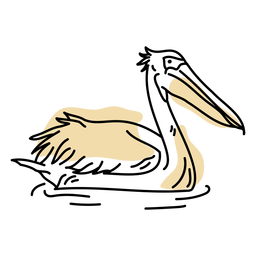 Color stroke semi colored pelican PNG Design