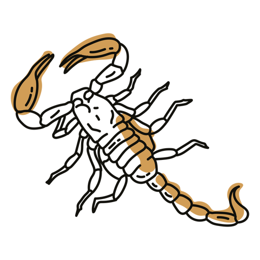 Color stroke semi colored scorpion PNG Design