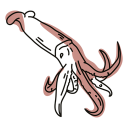 Color stroke squid semi colored  PNG Design Transparent PNG